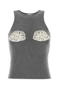 Magda Butrym Crochet-Appliqué Cashmere Tank Top — Gray