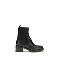 Santoni Calfskin Leather with Decorative Wingtip Ankle Boot — Black