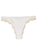 La Perla Silk Satin with Hand-Embroidered Frastaglio Thong — White