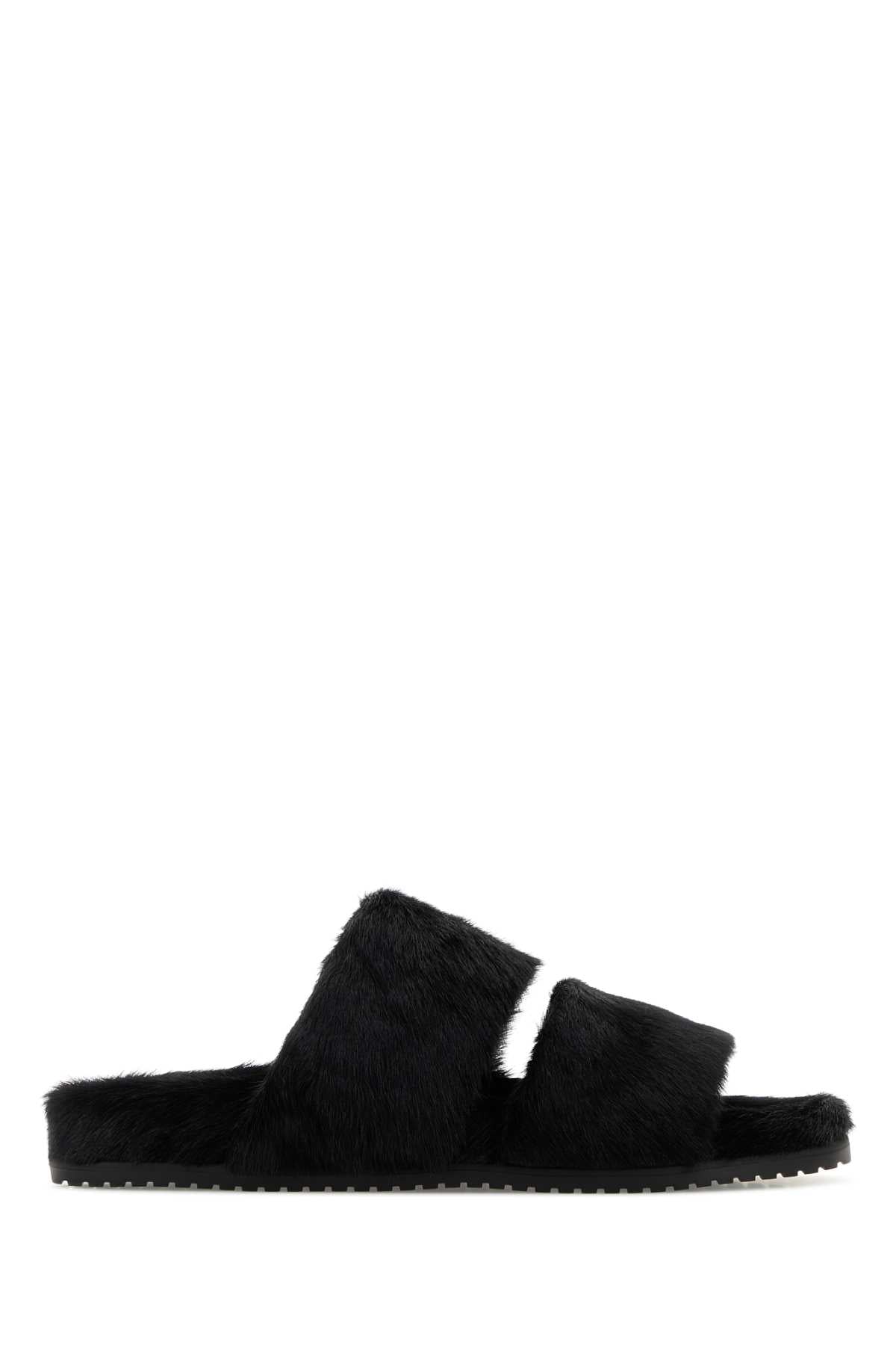 Dolce & Gabbana Calf Hair Slippers — Black