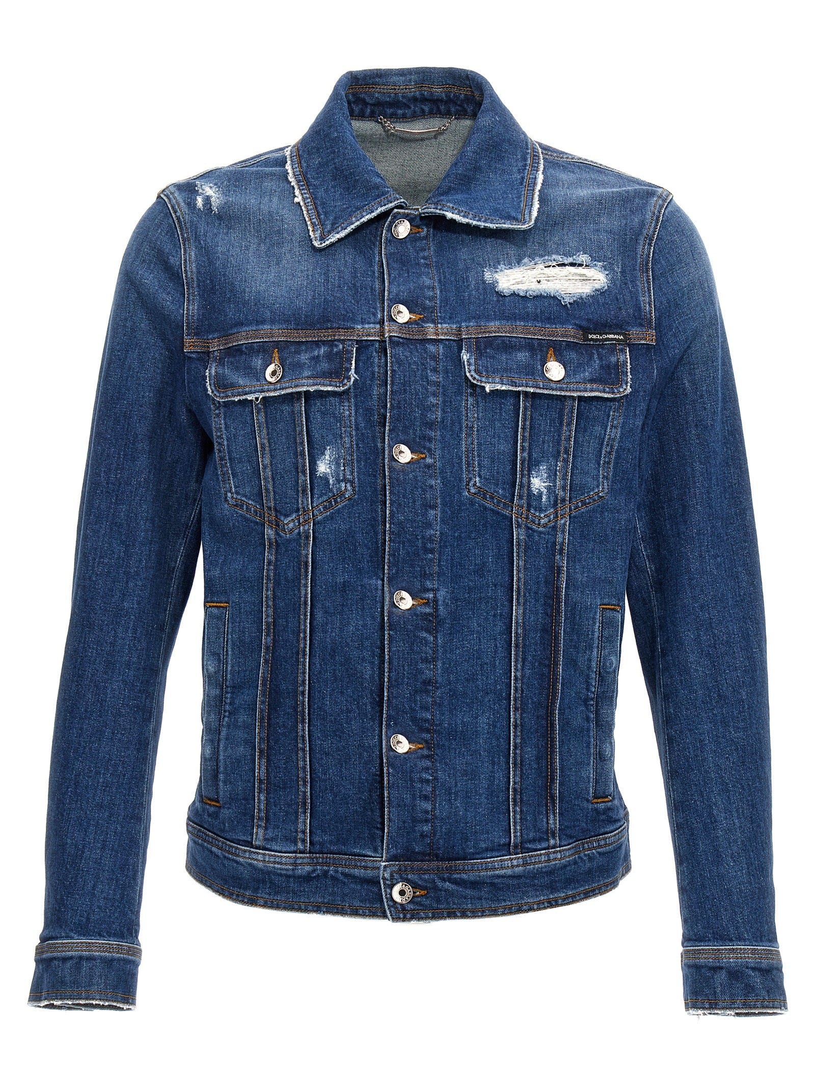 Dolce & Gabbana Distressed Denim Jacket — Blue