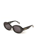 Zadig & Voltaire SZV460 Oval Acetate Sunglasses — Black