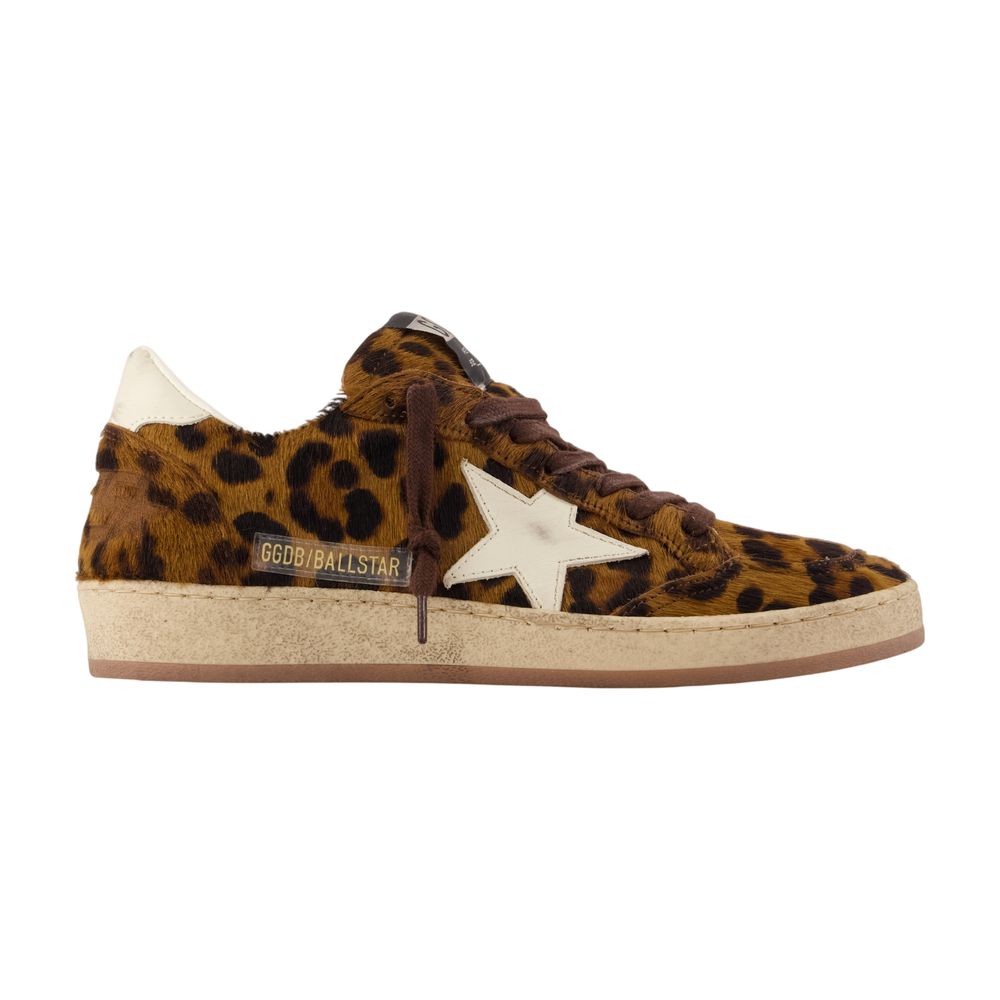 Golden Goose Deluxe Brand Leopard-Print Calf Hair Sneaker — Brown