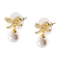 Self-Portrait Bow Pearl Earrings — Gold