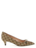 Gucci GG Fabric Pointed-Toe Pump — Beige