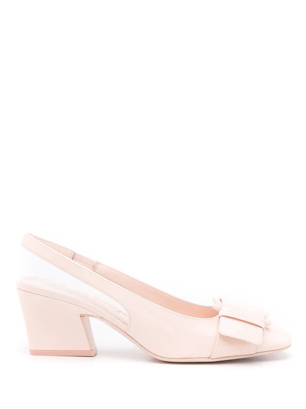 Ferragamo Bow-Detail Patent Leather Pump — Pink
