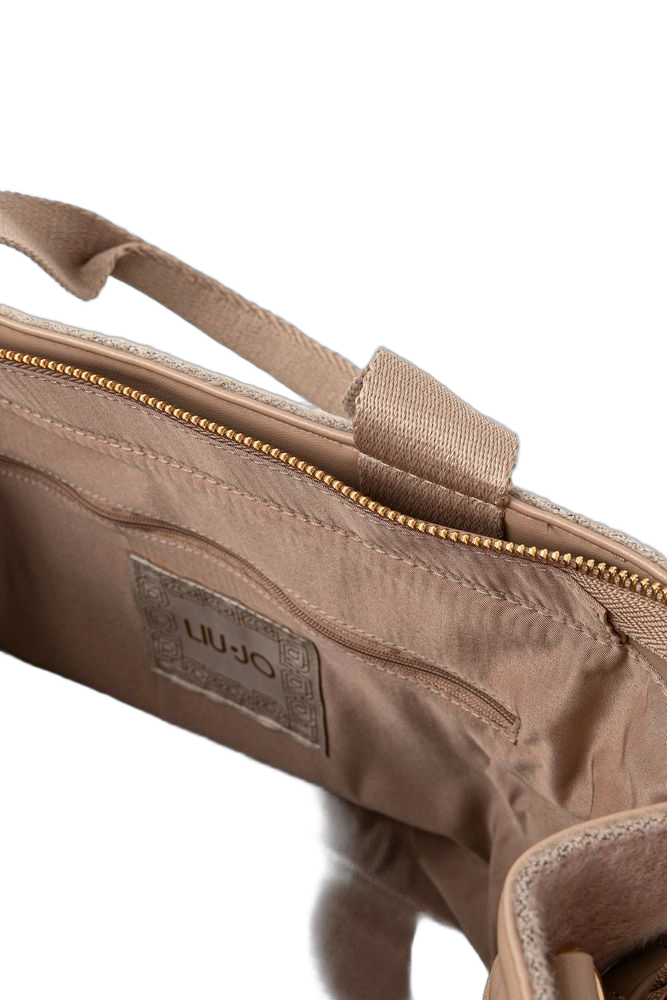 Liu Jo Structured Polyester Shoulder Bag — Beige