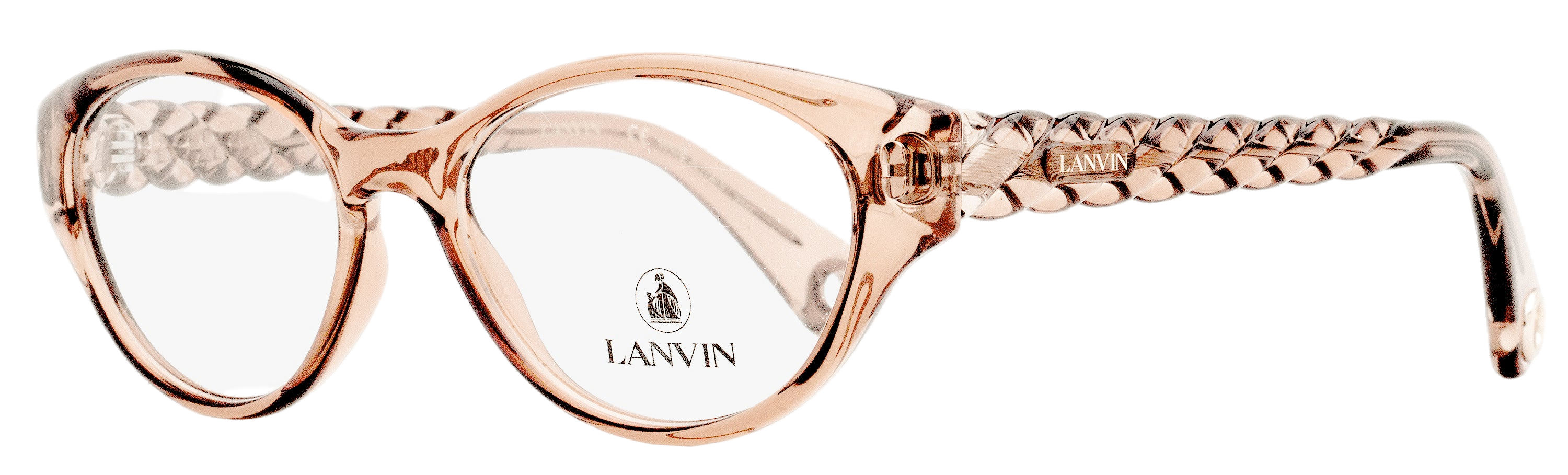 Lanvin LNV2623 Twisted Plastic Oval Eyeglasses — Rose gold