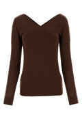 Italist Crossover V-Neck Wool Sweater — Brown