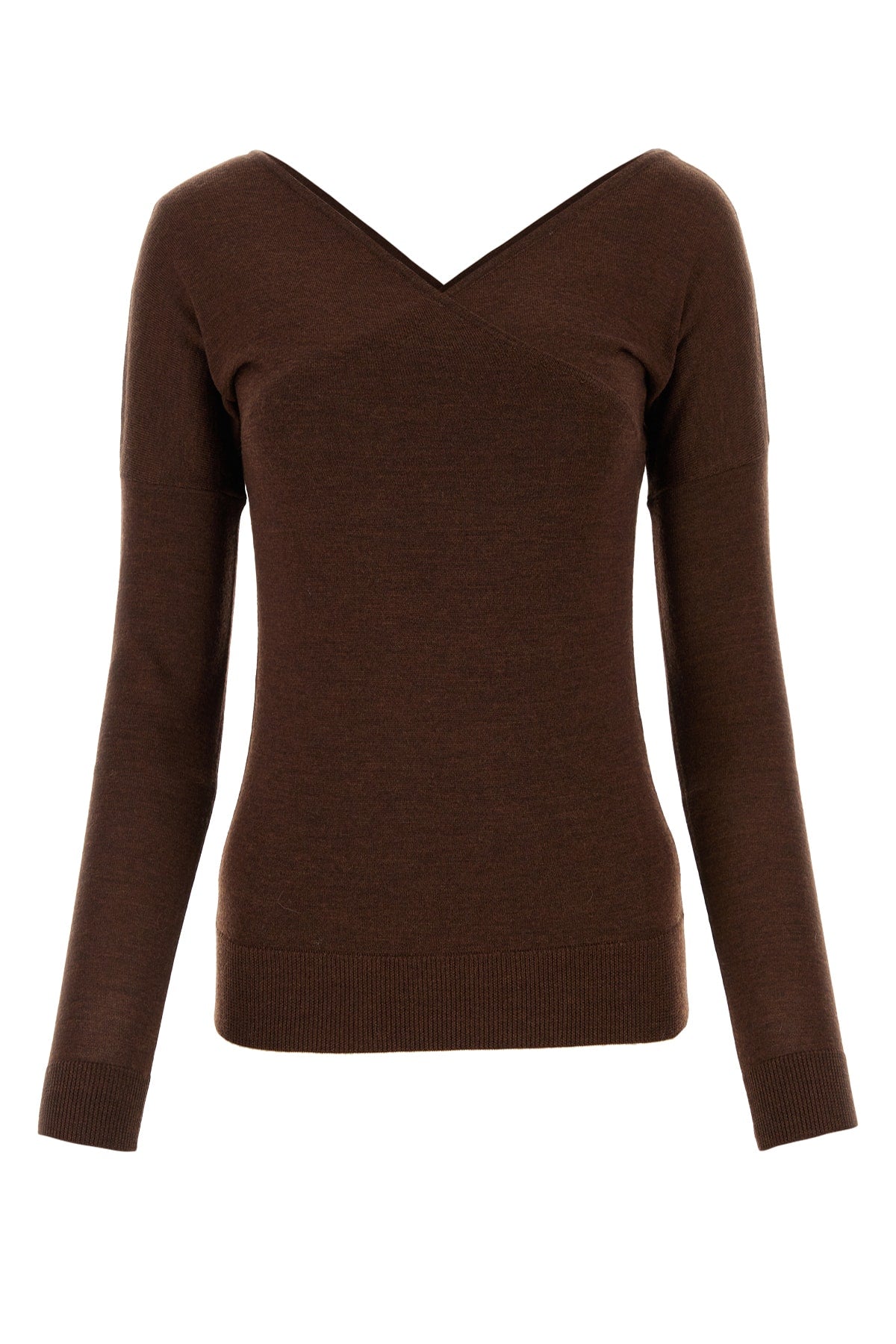 Italist Crossover V-Neck Wool Sweater — Brown