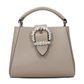 Jimmy Choo Crystal-Embellished Buckle Top Handle Bag — Gray