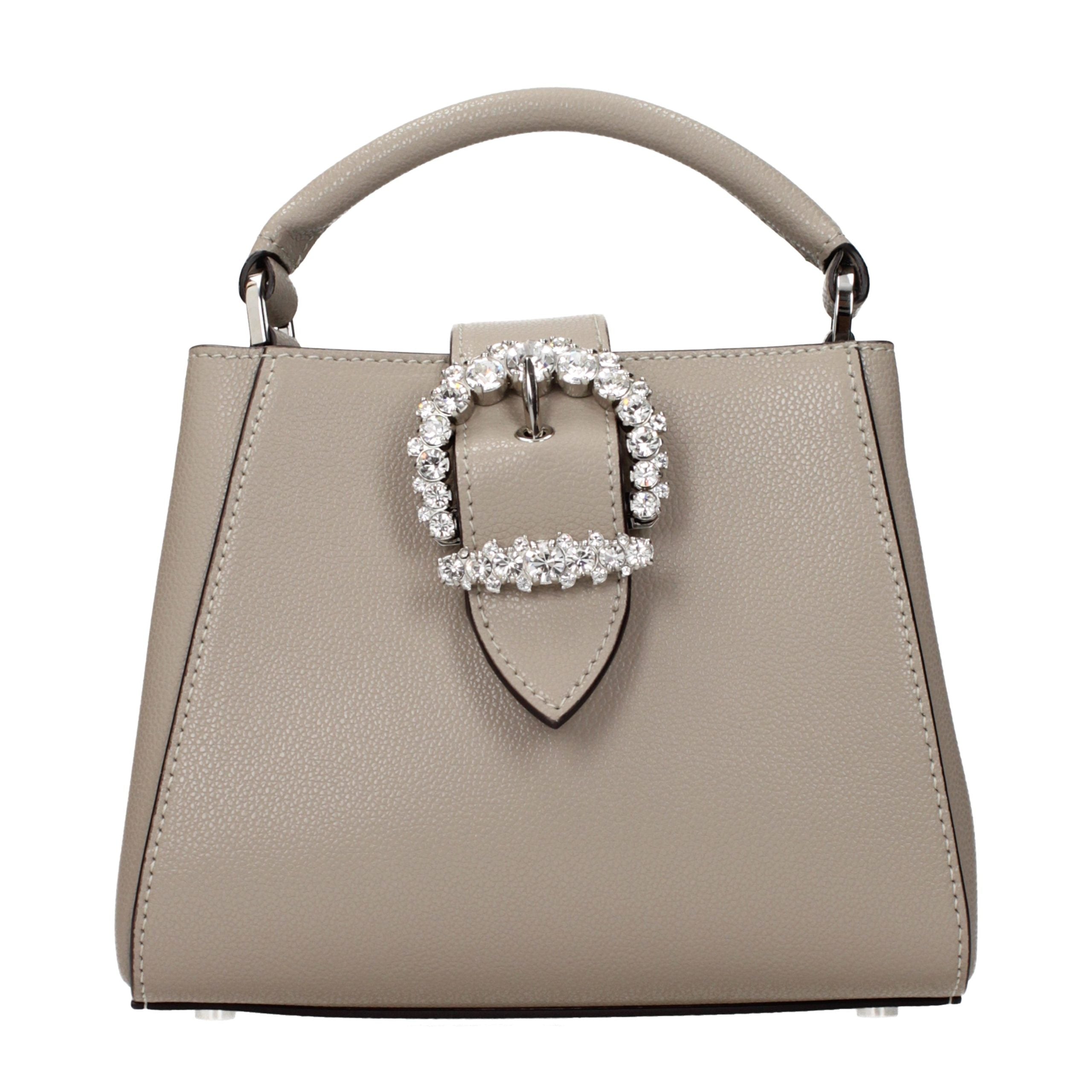Jimmy Choo Crystal-Embellished Buckle Top Handle Bag — Gray