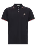 Moncler Tricolor-Striped Cotton Piqué Polo Shirt — Black