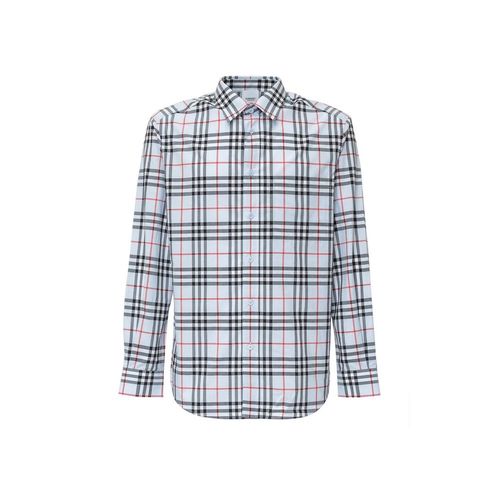 Burberry Plaid Cotton Shirt — Blue