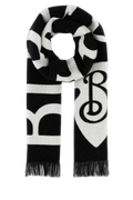 Burberry Geometric-Patterned Wool Scarf — Black