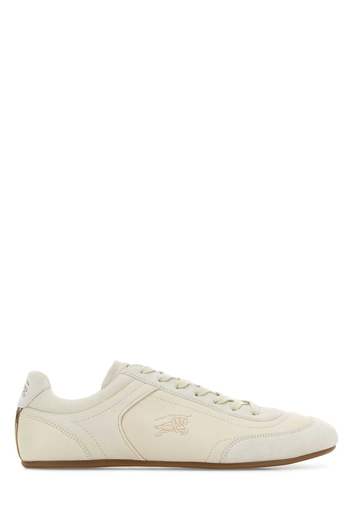 Burberry Leather Low-Top Sneaker — Beige