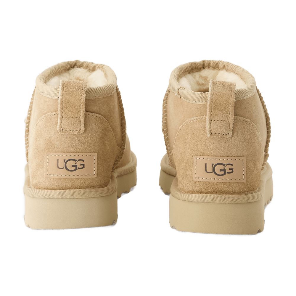 UGG Suede Sheepskin-Lined Boots — Beige
