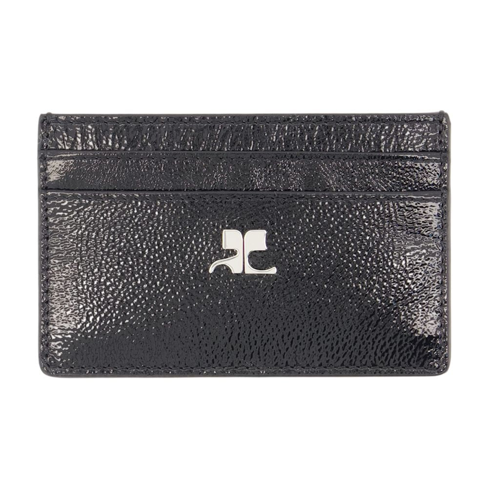 Courreges Leather Card Case — Black