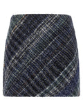 Missoni Diagonal Check Tweed Skirt — Blue