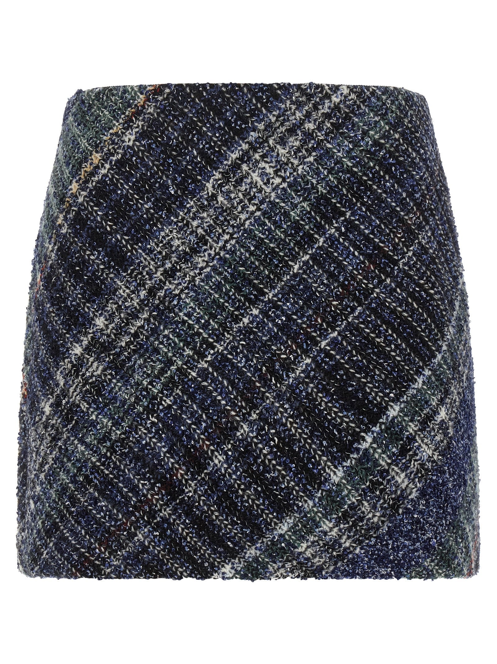 Missoni Diagonal Check Tweed Skirt — Blue