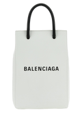 Balenciaga Logo-Print Squared Calf Mini Bag — White