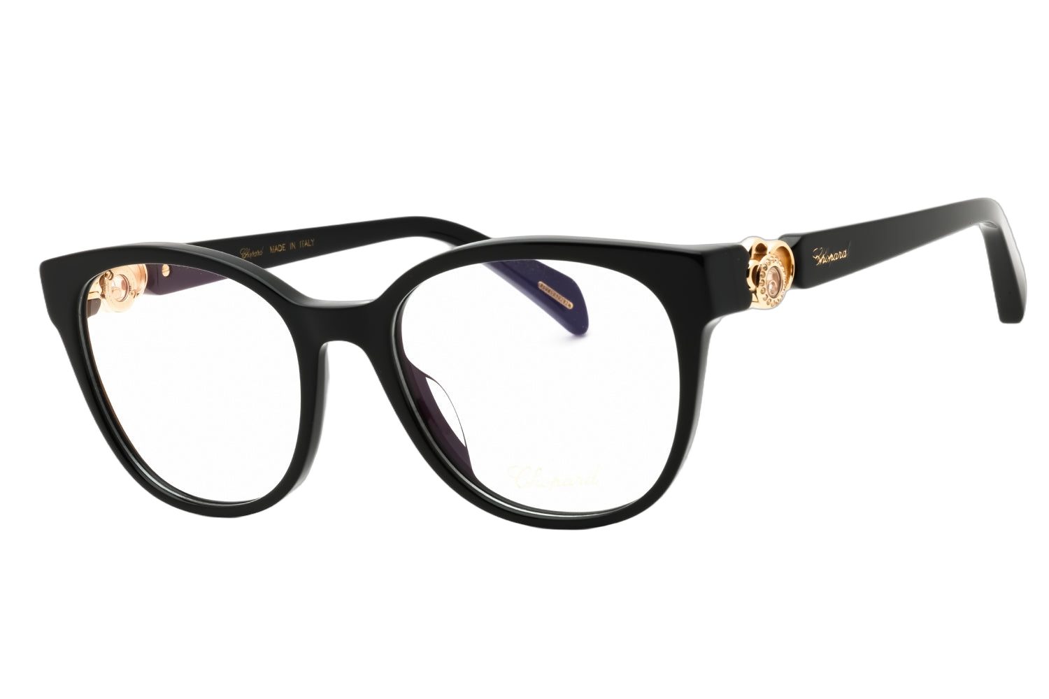 Chopard VCH356S0700 Gold-Logo Acetate Eyeglasses — Black