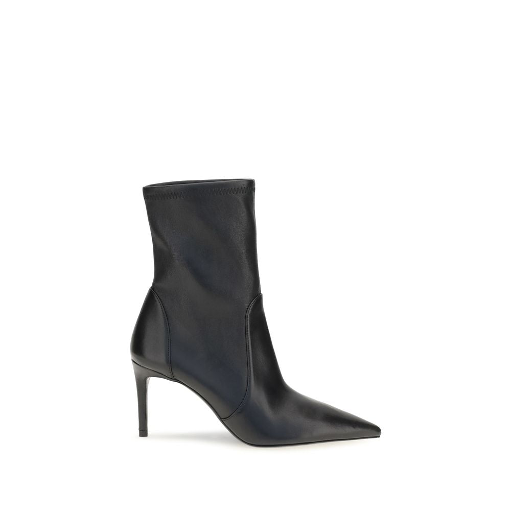 Stuart Weitzman Pointed-Toe Stiletto Ankle Boot — Black