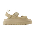 UGG Embossed Croc-Print Sandal — Beige