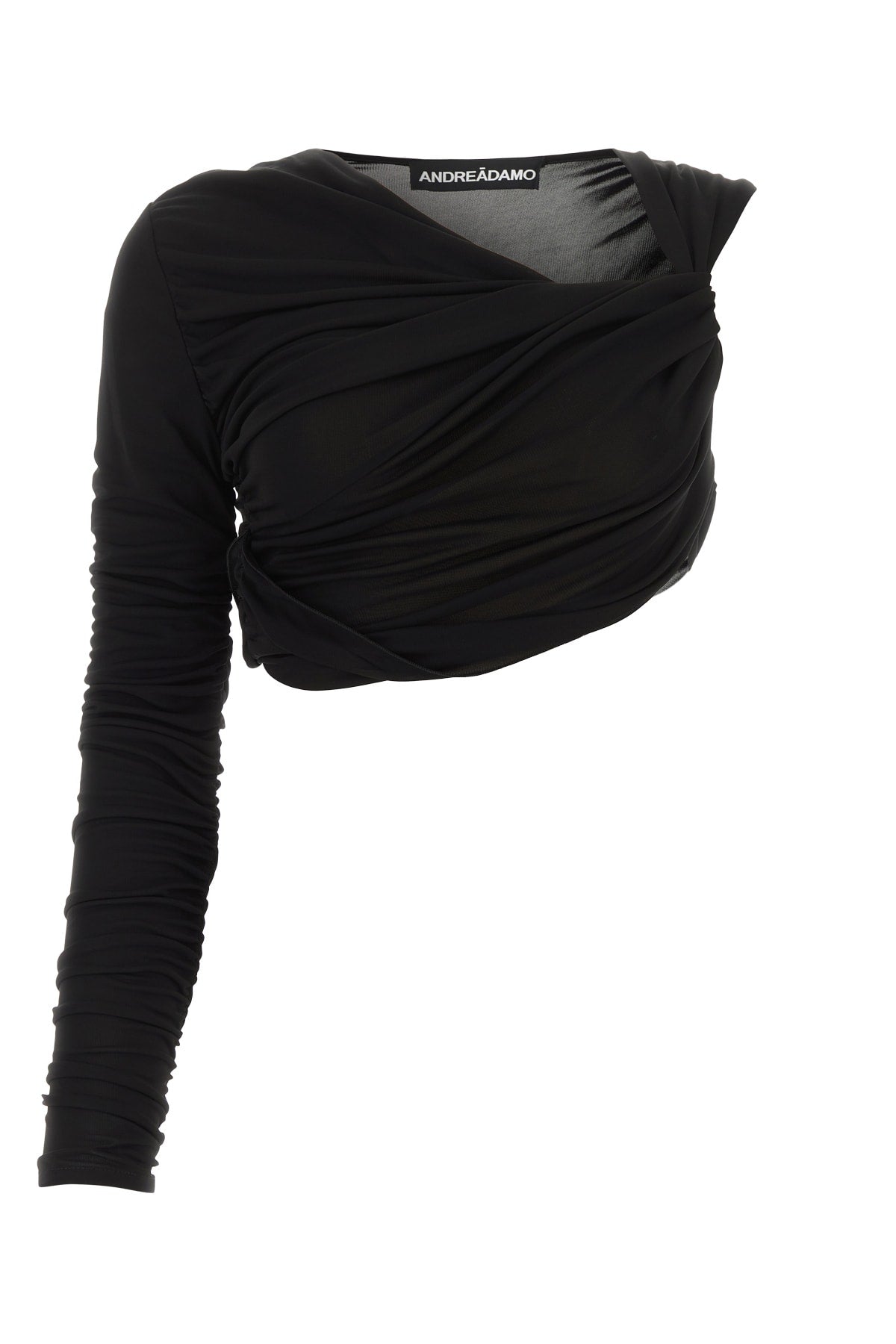 Andrea Adamo Ruched Viscose Sweater — Black