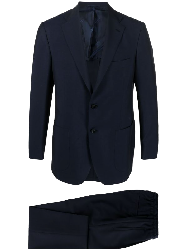 Kiton Virgin Wool-Mohair Blend Pant Suit — Navy