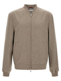 Brunello Cucinelli Cashmere Bomber Jacket — Gray