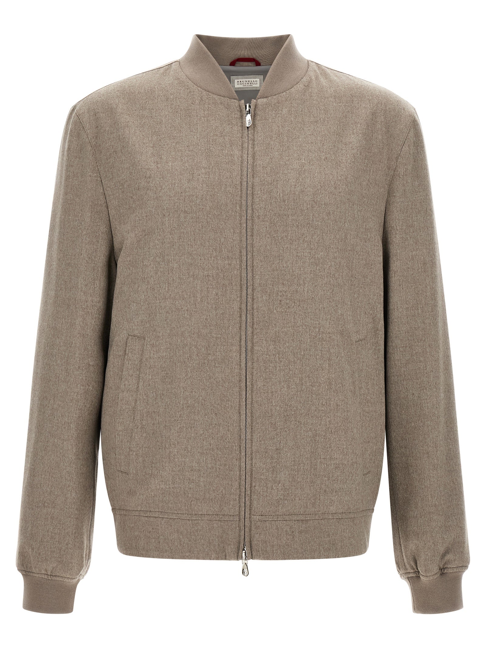 Brunello Cucinelli Cashmere Bomber Jacket — Gray