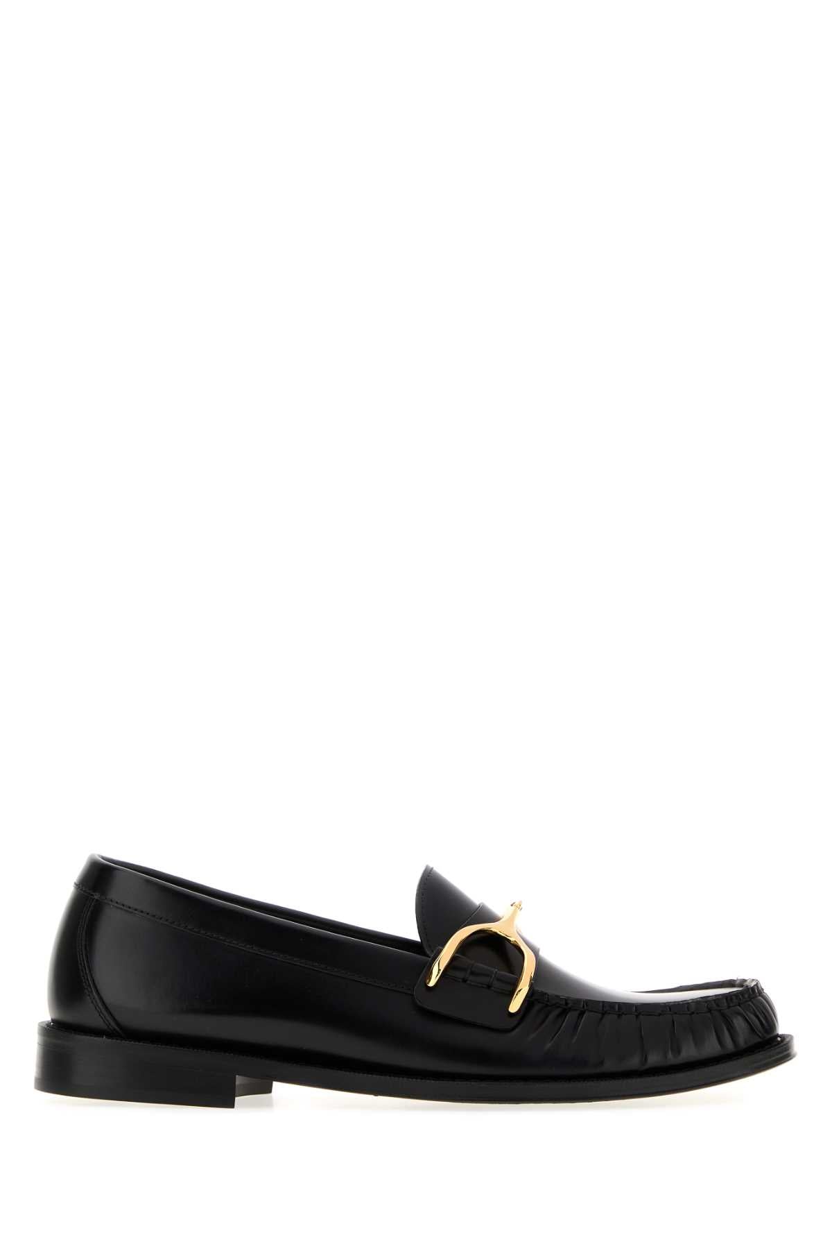 Alexander McQueen Gold-Buckle Leather Loafer — Black