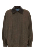 Prada Virgin Wool Check Jacket — Brown