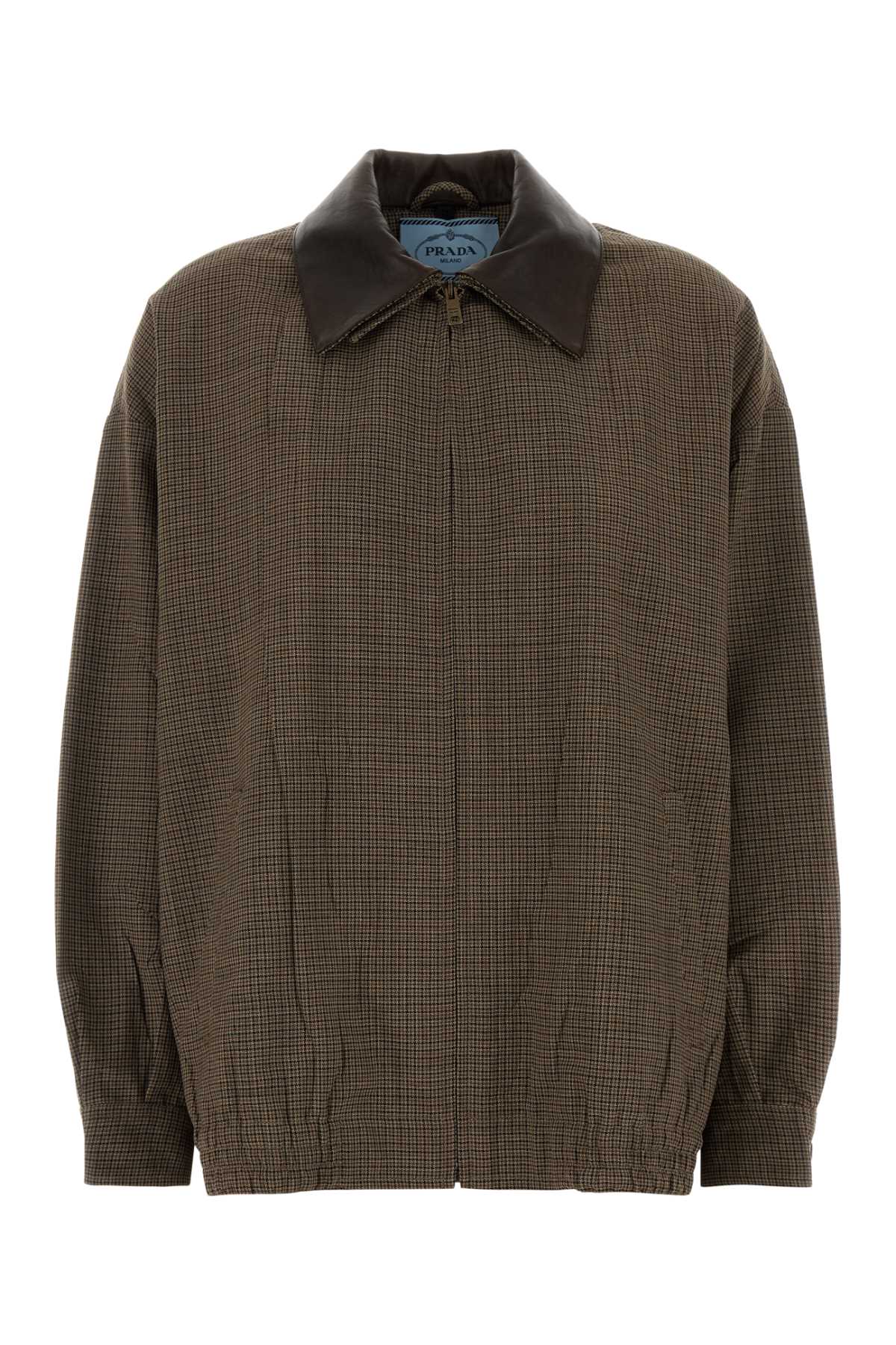 Prada Virgin Wool Check Jacket — Brown
