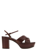 Miu Miu Leather Platform Sandal — Brown