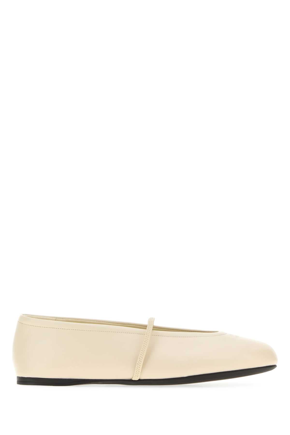 Miu Miu Minimalist Leather Flat — Beige