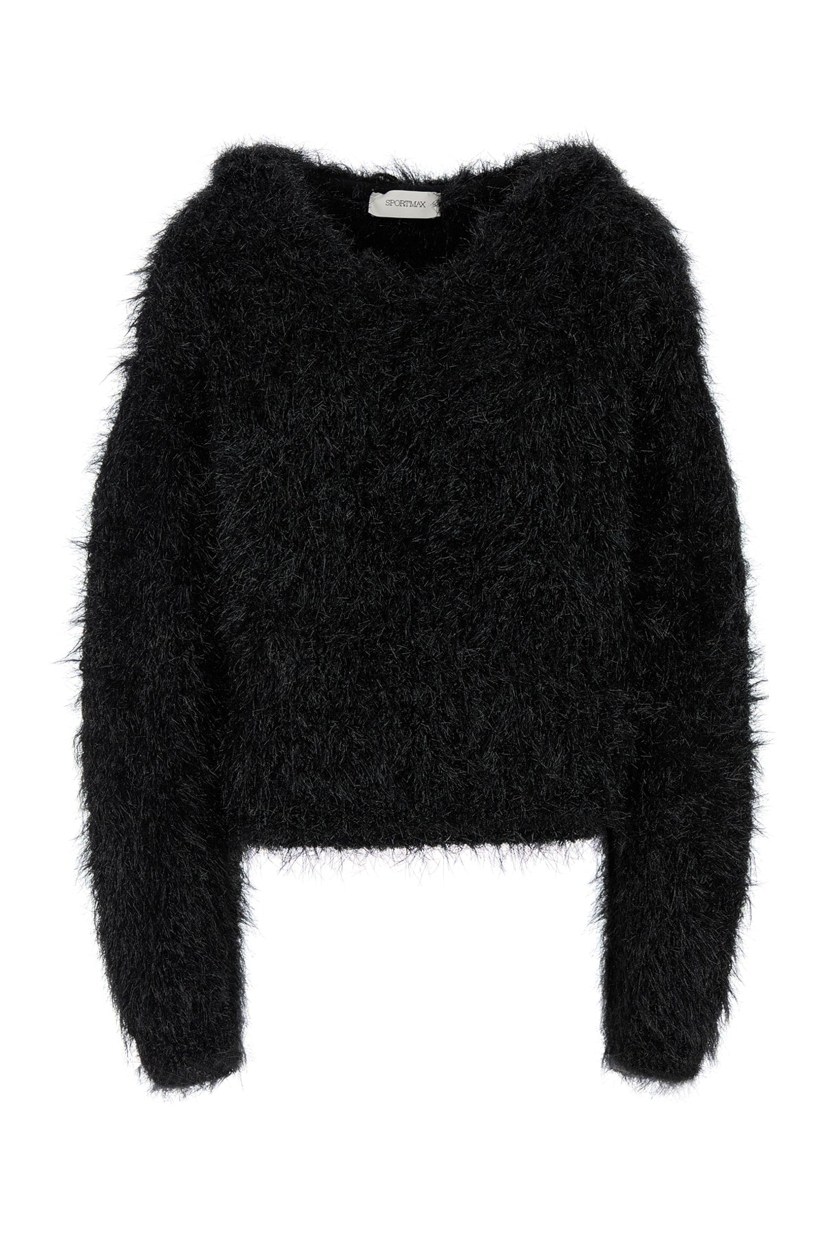 Sportmax Fuzzy Nylon Blend Sweater — Black