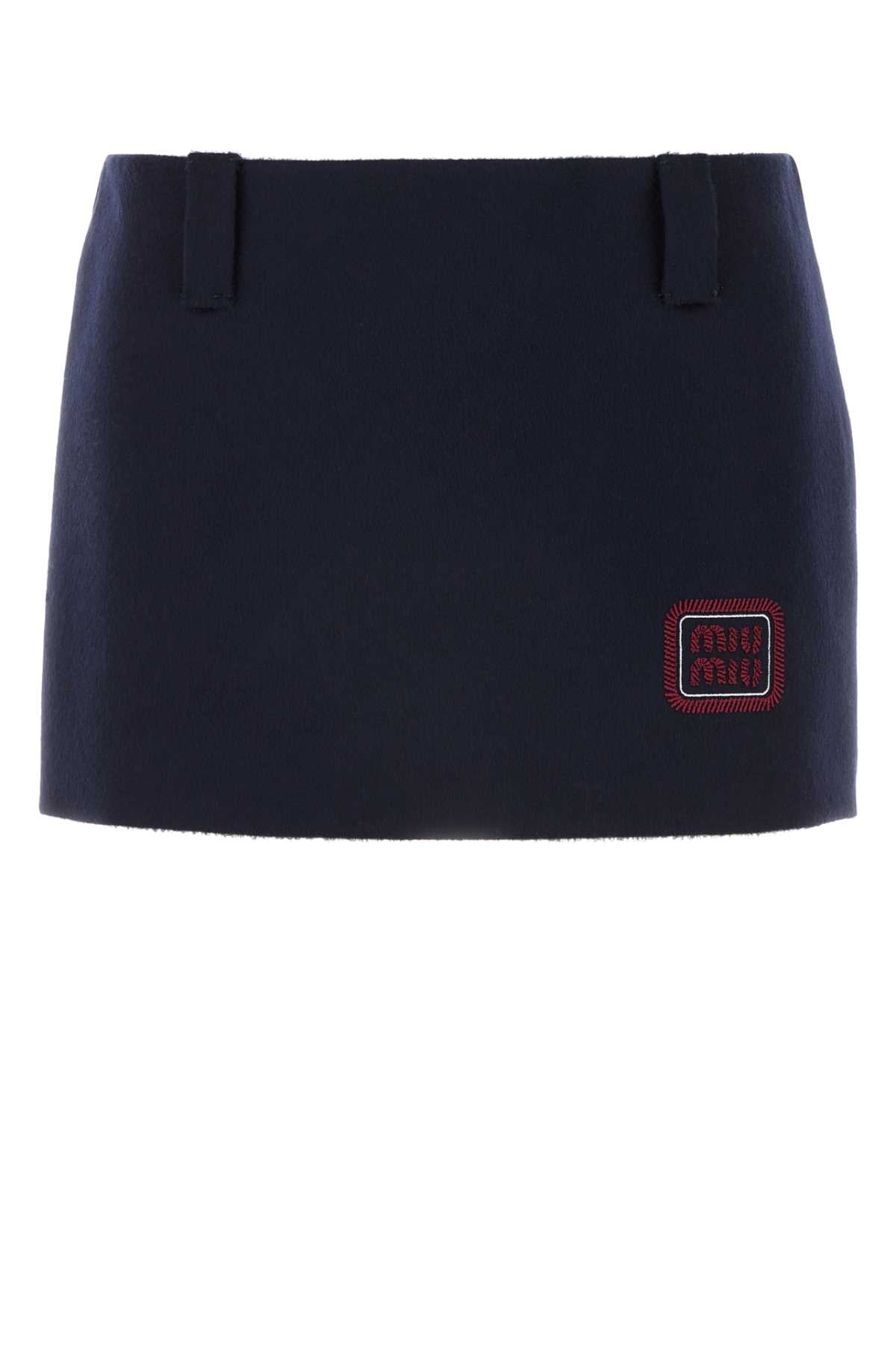 Miu Miu Wool-Cashmere Skirt — Navy