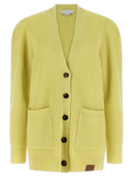 Stella McCartney Virgin Wool Ribbed Cardigan — Yellow