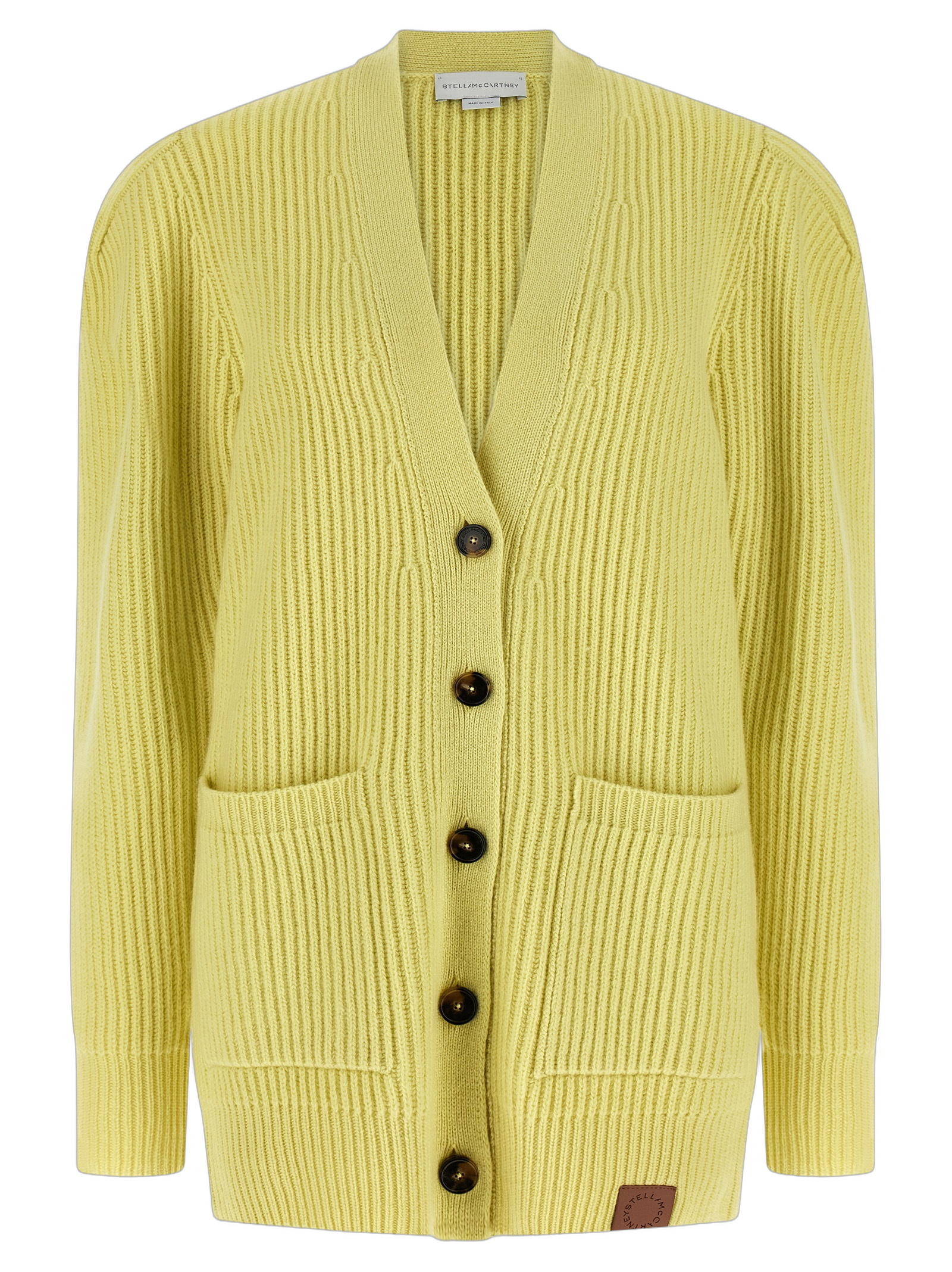 Stella McCartney Virgin Wool Ribbed Cardigan — Yellow