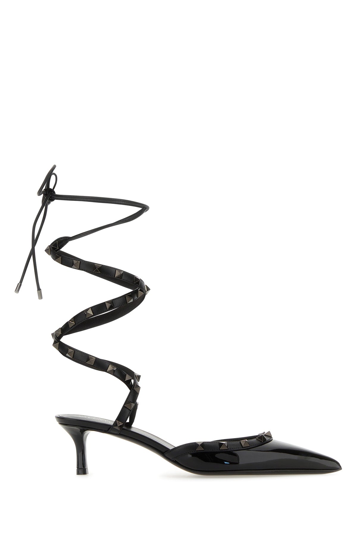 Valentino Garavani Studded Wrap-Around Strappy Heel — Black