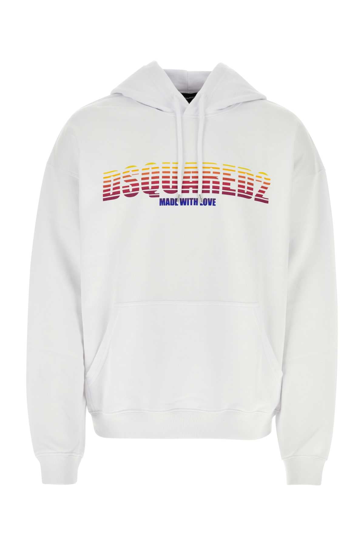 Dsquared2 Logo-Graphic Cotton Hoodie — White