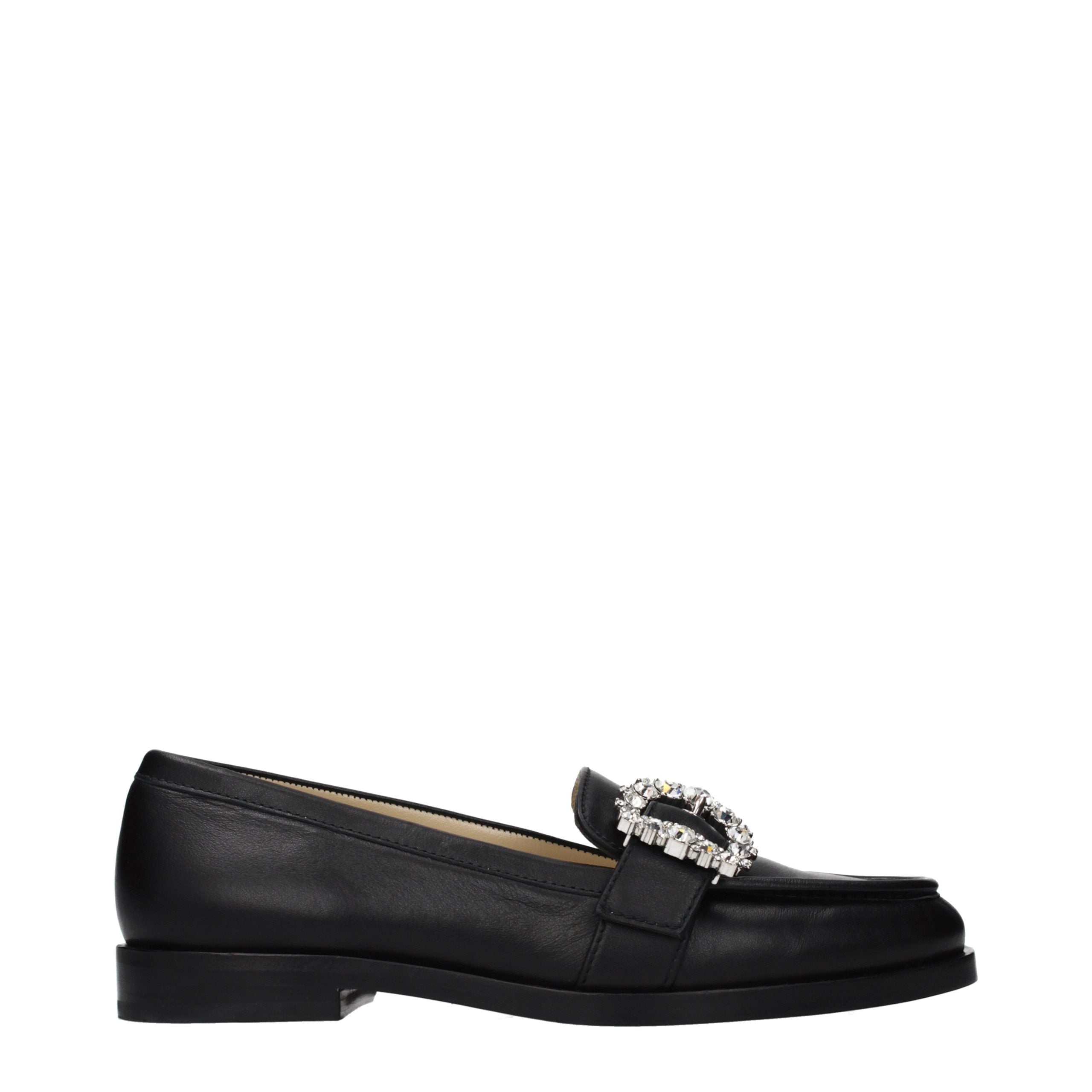 Jimmy Choo Crystal-Embellished Leather Loafer — Black