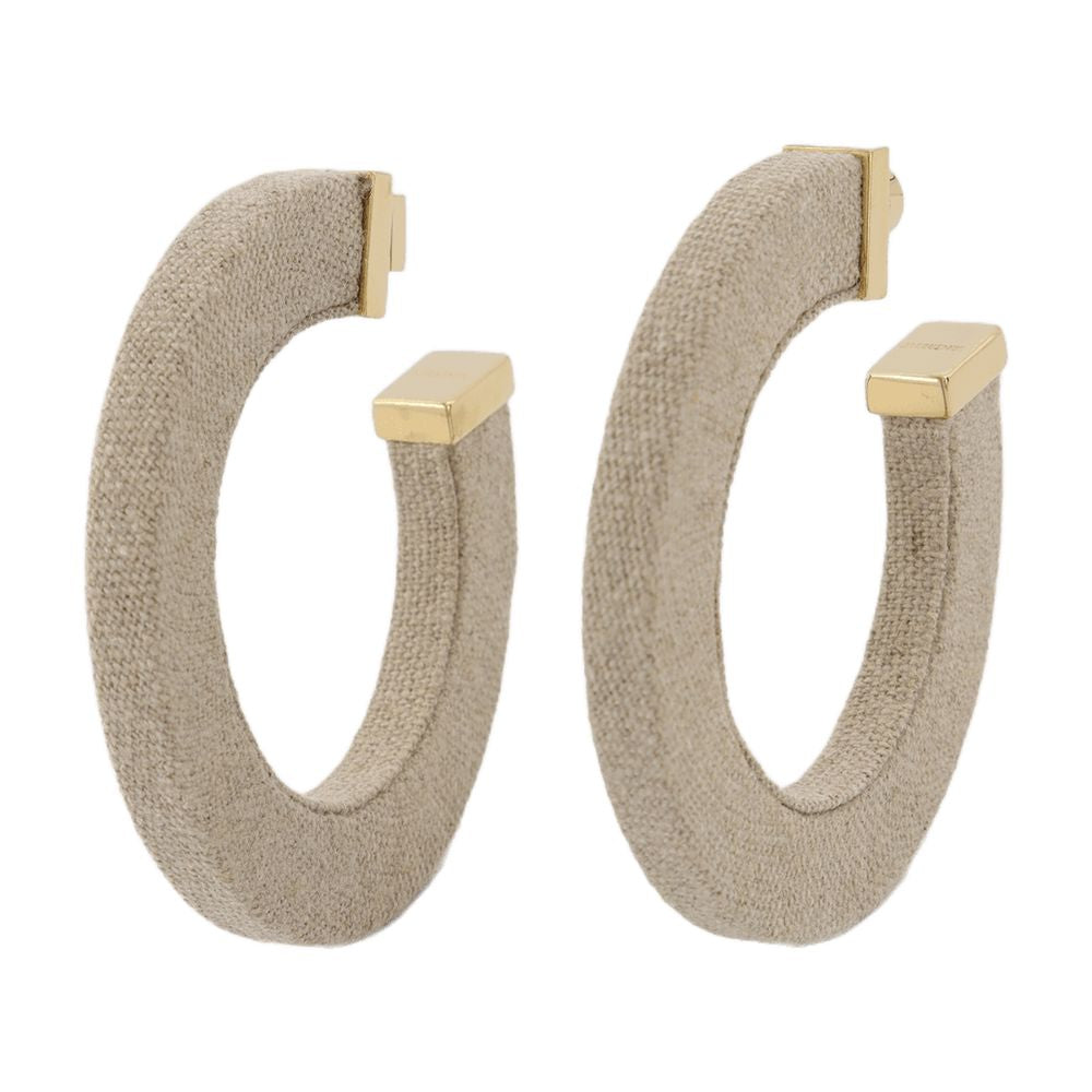 Jacquemus Linen Hoop Earrings — Beige