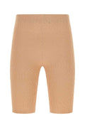 Andrea Adamo Ribbed Viscose Leggings — Beige