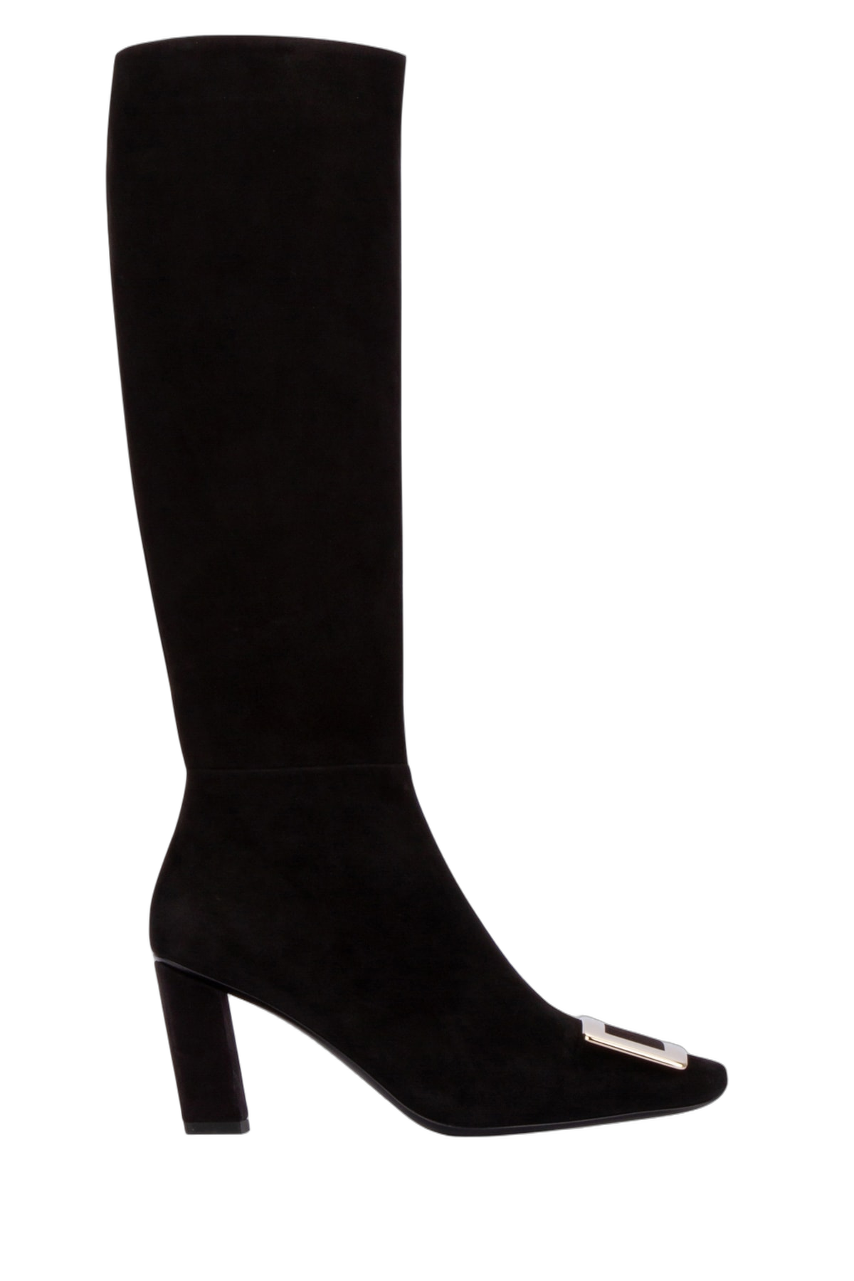 Roger Vivier Suede Knee-High Boot — Black