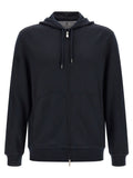 Brunello Cucinelli Cashmere Silk Blend Hoodie — Navy