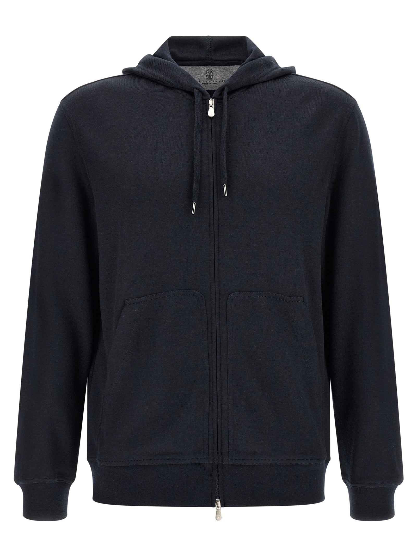 Brunello Cucinelli Cashmere Silk Blend Hoodie — Navy