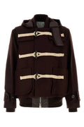 Sacai Wool Duffle with Rope-Toggle Closure Jacket — Brown